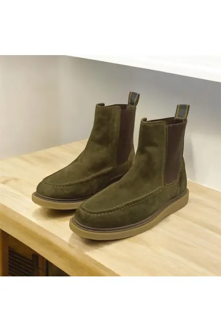 Bottes Chelsea pour femmes en daim kaki Kale