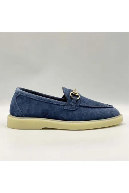 Davina Navy Blue Women's Casual Loafer - Suede Leather & Thermal Sole