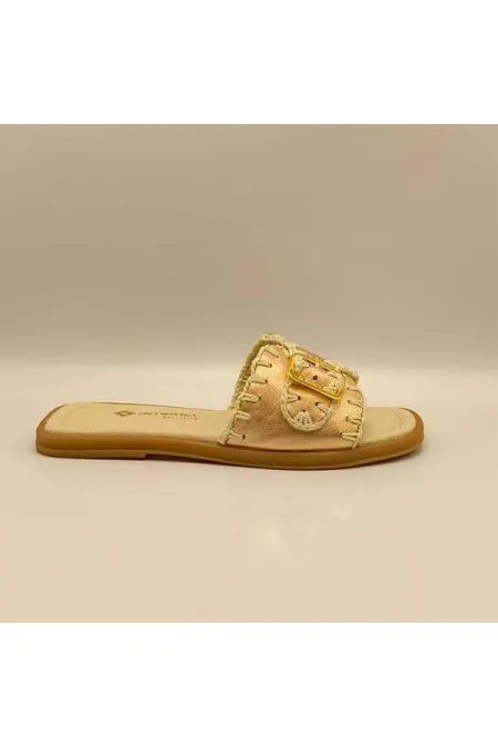 Pantoufles authentiques en cuir rose pour femmes