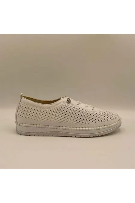 Baskets Ametist Exclusive Lugano blanches en cuir véritable pour femmes – Fabriquées à la main et confortables