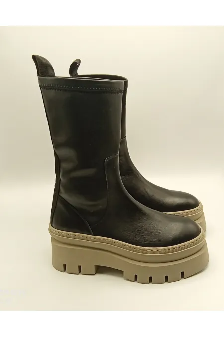 Stretch Kadın Siyah Streç Bot – 29 cm Uzunluk, Termolight Kaymaz Taban, 8 cm Taban