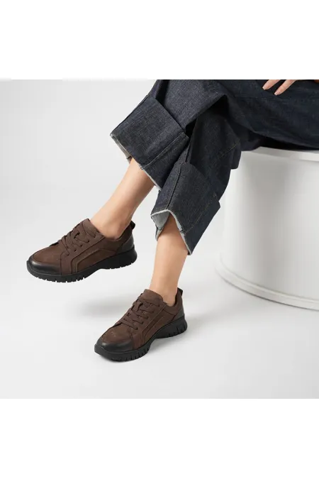 Acorn Kahve Nubuk Deri Kadın Sneaker – Esnek Kauçuk Taban