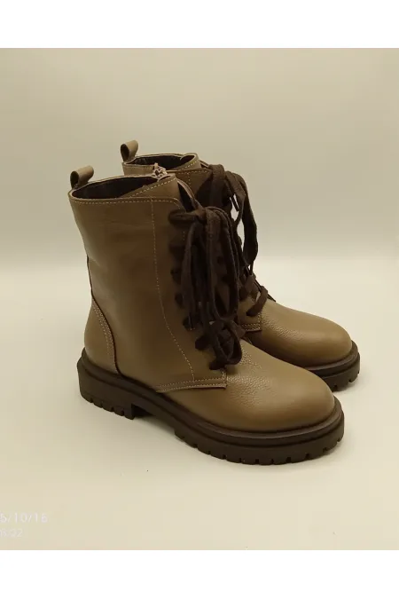 Reneta Vizon Gerçek Deri Kadın Bot – Termo Kaymaz Taban, Bağcıklı & Fermuarlı
