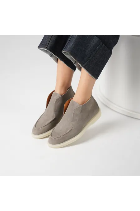 Bottes pour femmes en daim à revers en vison