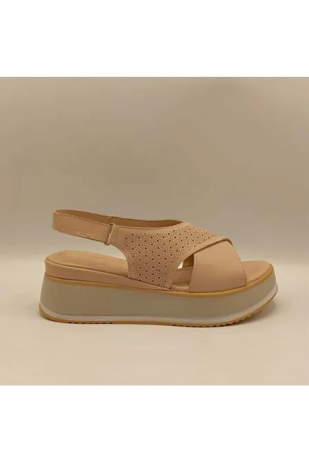 Athena Powder Leather Platform Heel Sandals