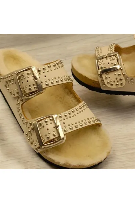 Mina Winter Orthopedic Beige Women's Slippers