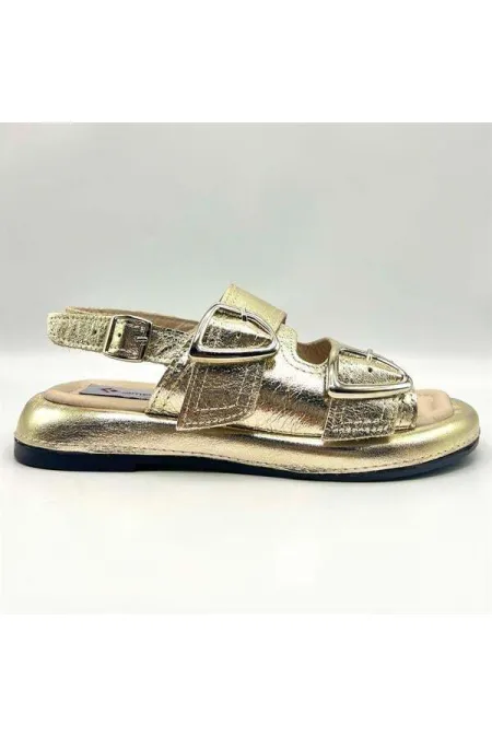 Amethyst Exclusive Siesta Gold Genuine Leather Women's Sandals