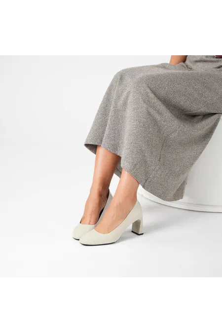 Chaussures Kaila en cuir crème à talons épais pour femmes