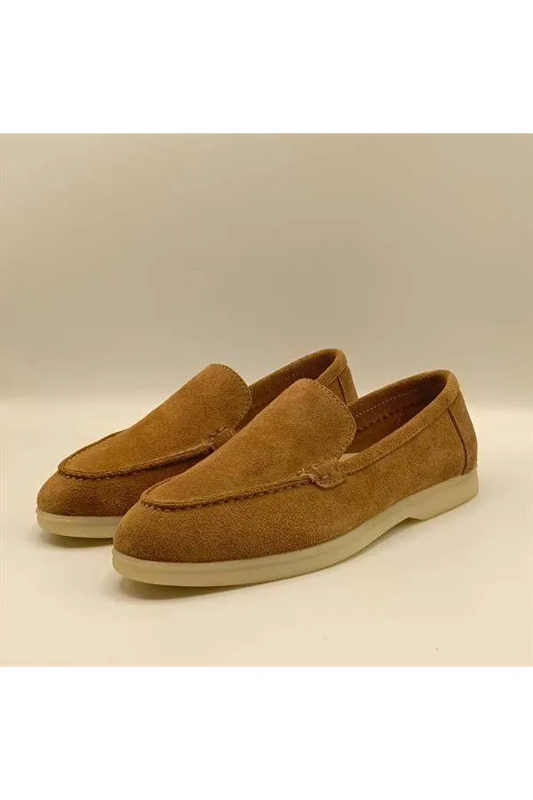 Mocassins en daim beige pour femmes Amy