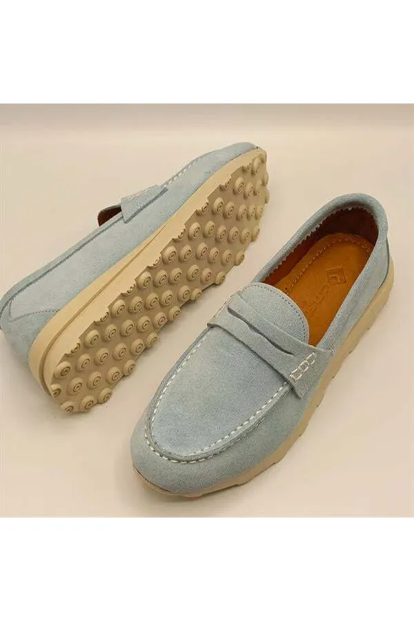 Carle Blue Suede Women's Loafer Shoes