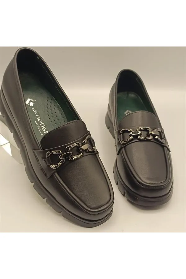 Pena Black Leather Women's Casual Shoes