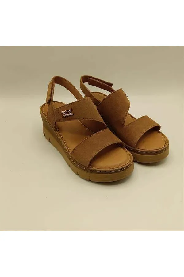 Amethyst Exclusive Stable Tan Suede Platform Women's Sandals | Genuine Leather Comfort
