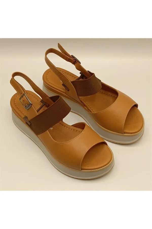 Venus Tan Leather Platform Sandals