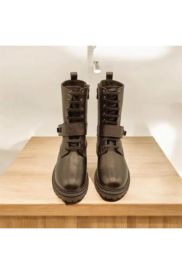 Bottes pour femmes en cuir noir pierre