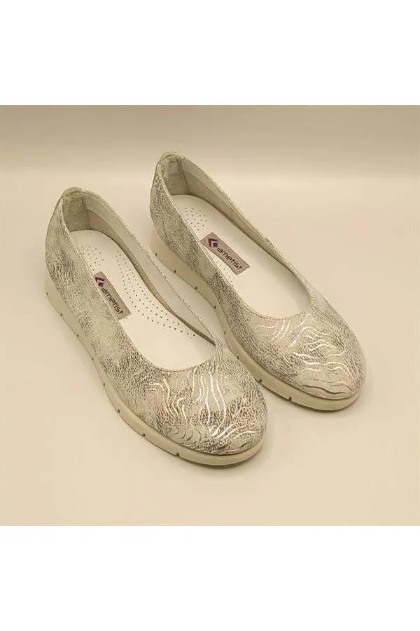 Alena Silver Leather Ballet Flats