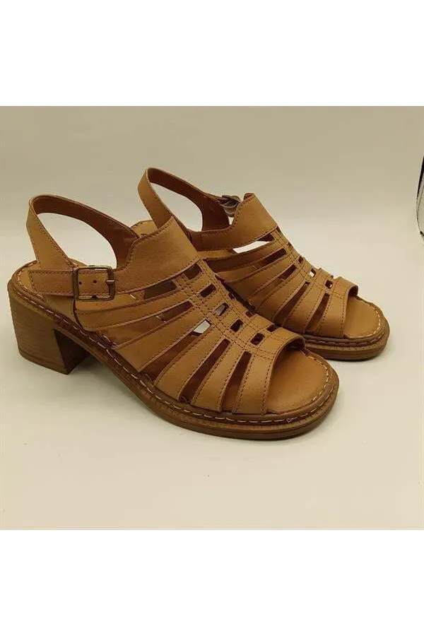 Amethyst Exclusive Stable Tan Heeled Women's Sandals | Comfortable Classic Style