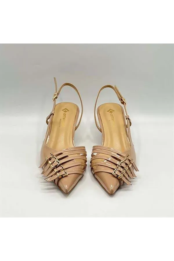 Chaussures à talons hauts Sedare en cuir véritable nude avec boucle