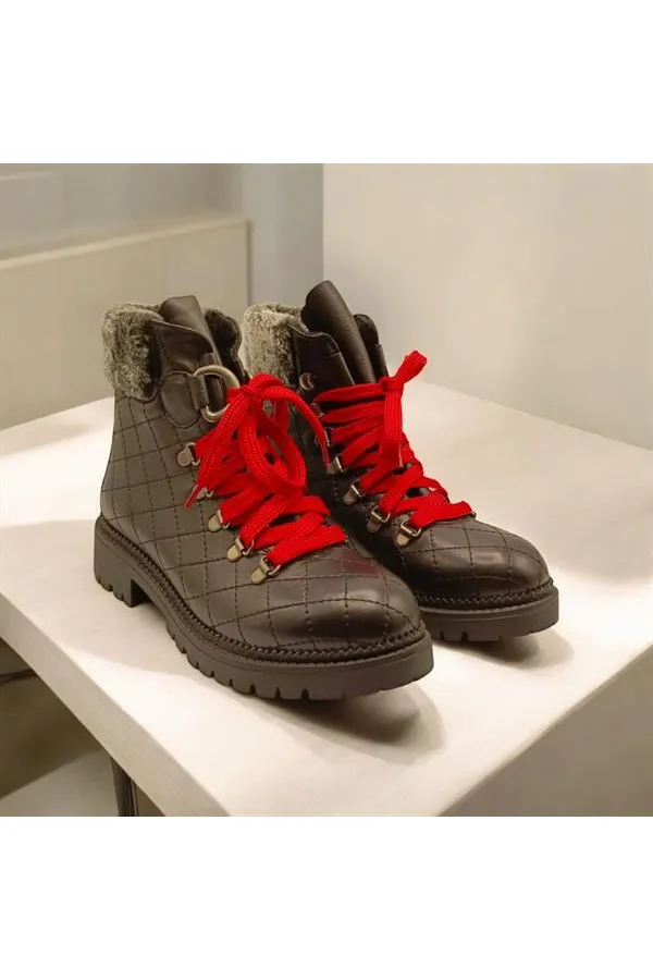 Snow Black Leather Fur-Lined Women's Boots