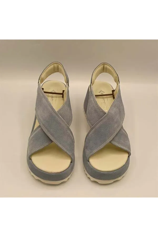 Sindy Blue Leather Platform Sandals