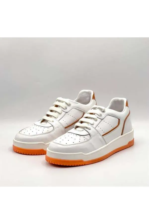 Pia Orange and White Patterned Women's Sneakers