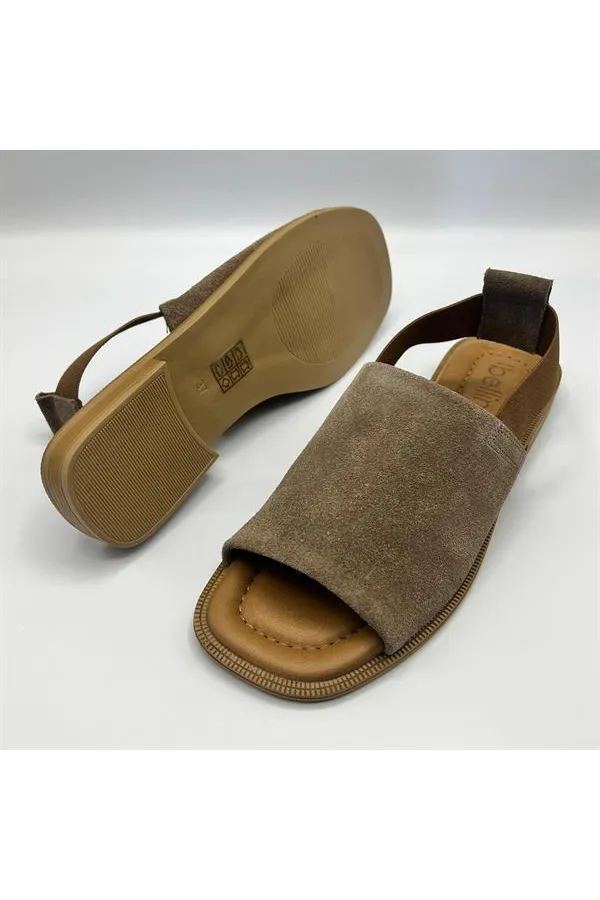 Bellini Brown Genuine Suede Leather Women's Sandals – Handmade with Thermal Sole