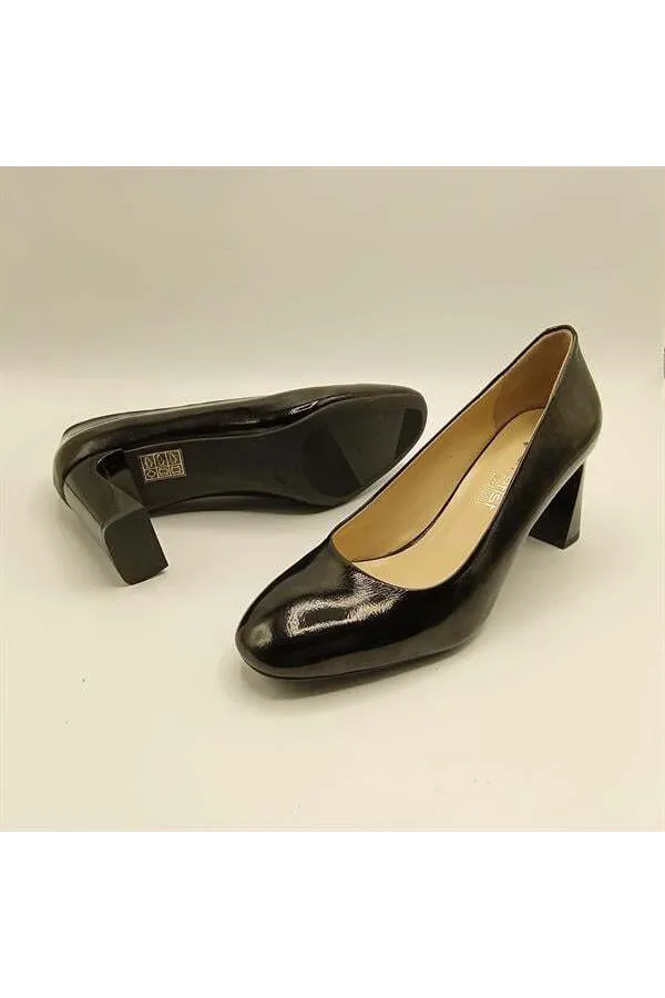 Chaussures Kaila en cuir noir à talons épais pour femmes