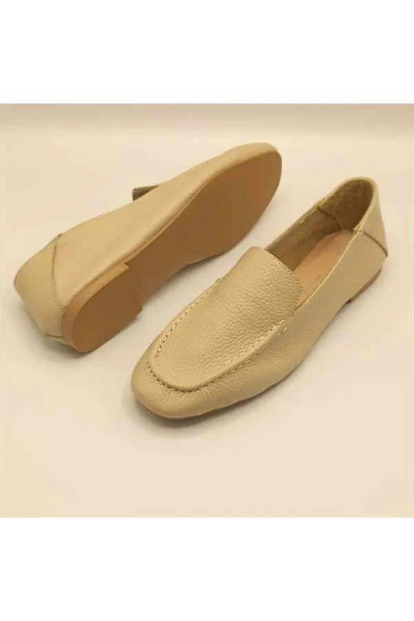 Ballerines en cuir véritable beige Tina pour femme, exclusivité Amethyst