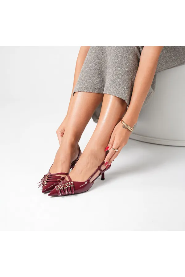 Chaussures à talons hauts Sedare en cuir véritable bordeaux avec boucle