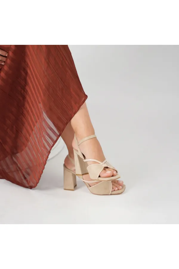 Aster Beige Heeled Sandals