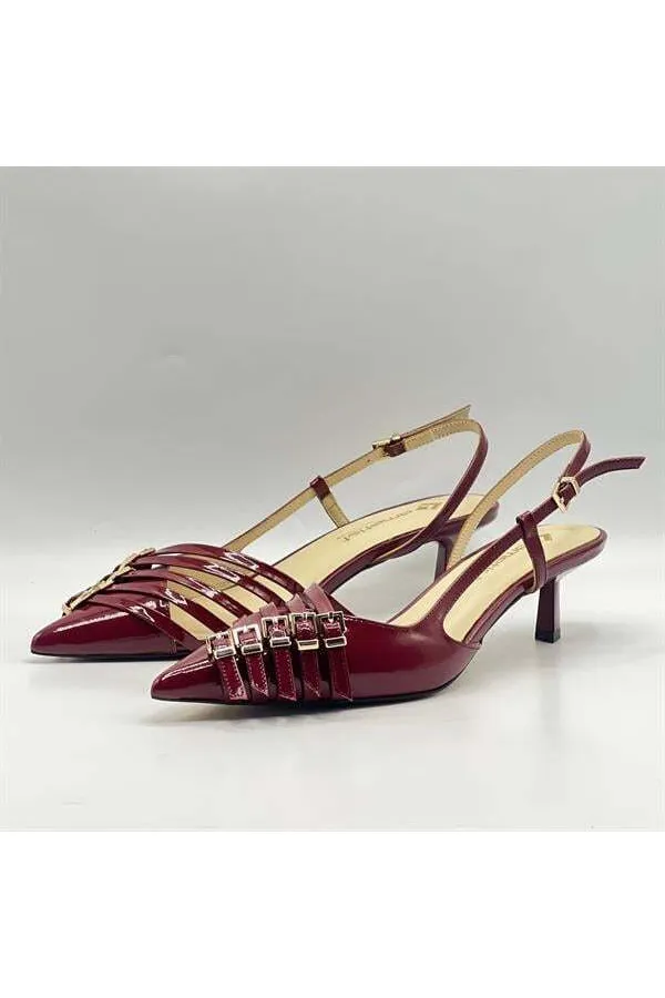 Chaussures à talons hauts Sedare en cuir véritable bordeaux avec boucle