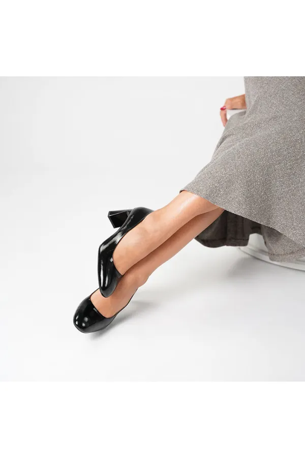 Chaussures Kaila en cuir noir à talons épais pour femmes