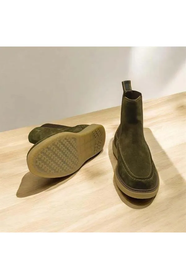 Bottes Chelsea pour femmes en daim kaki Kale