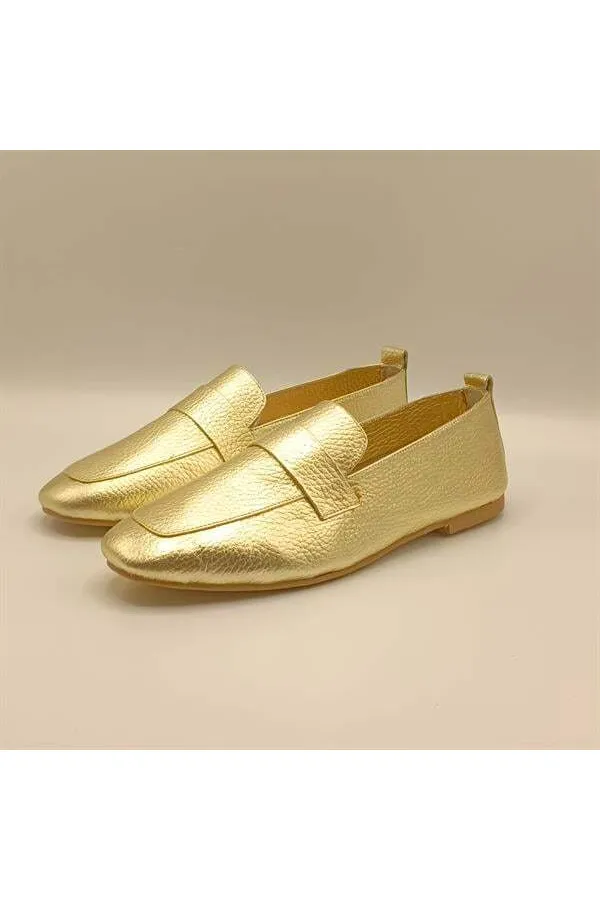 Ballerines en cuir doré Emery