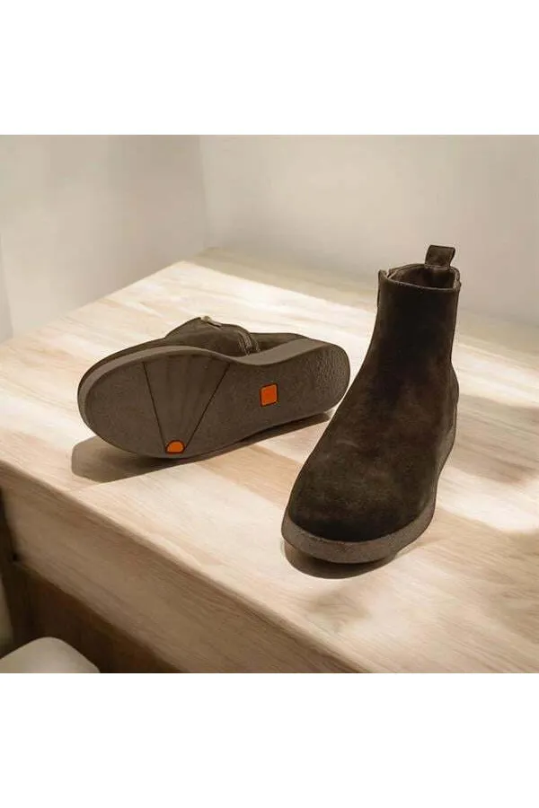 Bottes pour femmes en daim marron et noir