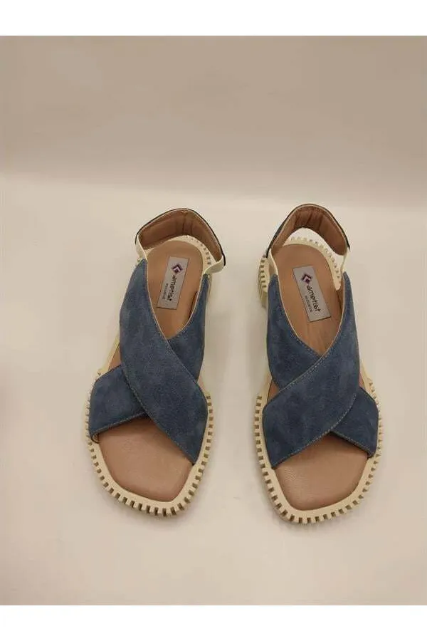 Juana Sandalet – Lacivert Süet | Günlük