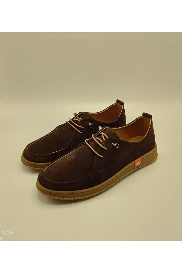 Arissa Dark Brown Suede Genuine Leather Women's Casual Shoes – Lightweight Flexible Rubber Sole