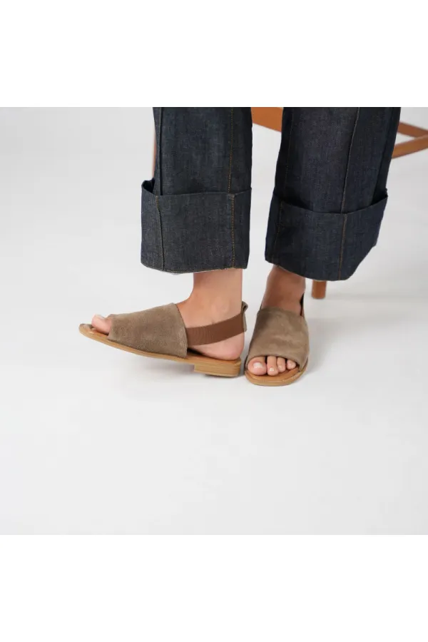 Bellini Brown Genuine Suede Leather Women's Sandals – Handmade with Thermal Sole