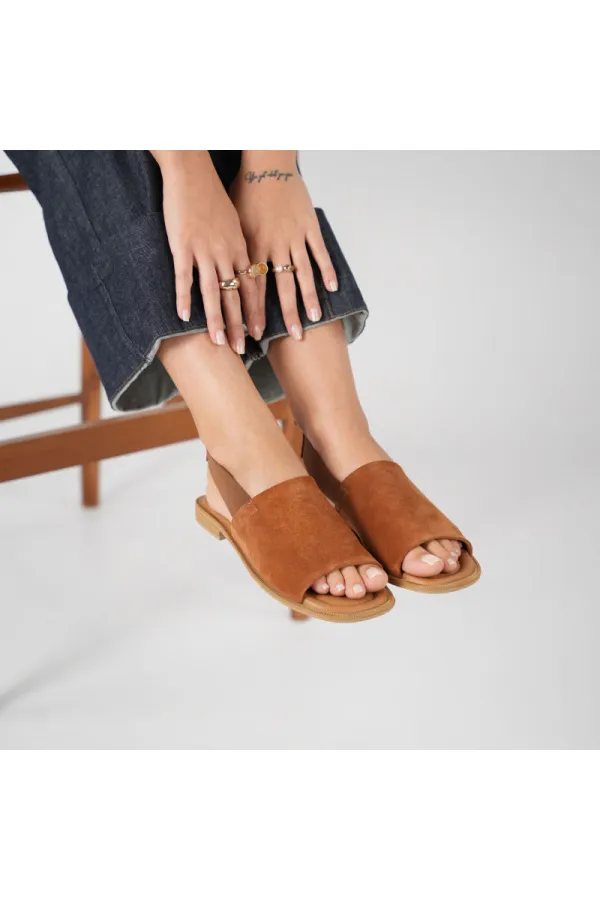 Bellini Tan Suede Leather Women's Sandals | Natural Elegance & Comfort