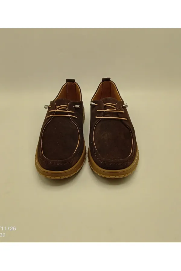 Arissa Dark Brown Suede Genuine Leather Women's Casual Shoes – Lightweight Flexible Rubber Sole