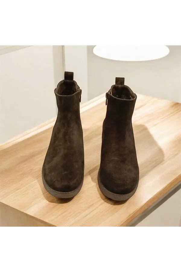 Bottes pour femmes en daim marron et noir