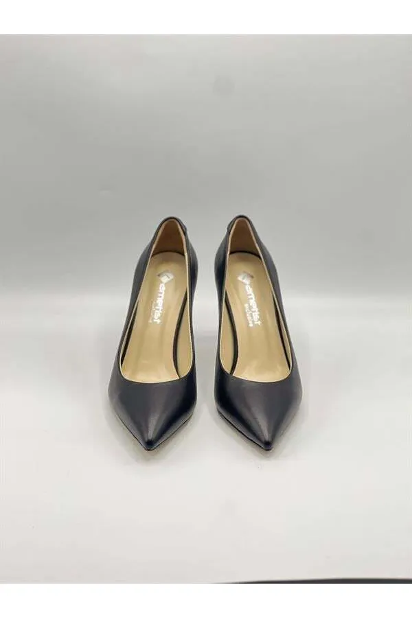 Nadia %100 Gerçek Deri Siyah Stiletto – 9 cm Topuk