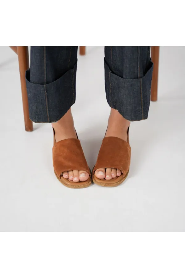 Bellini Tan Suede Leather Women's Sandals | Natural Elegance & Comfort