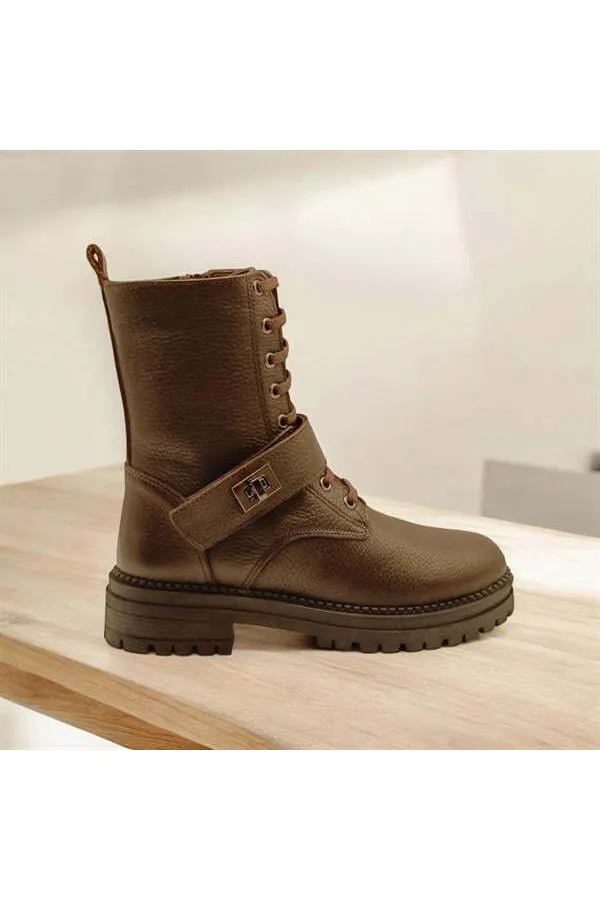 Bottes pour femmes en cuir couleur café pierre