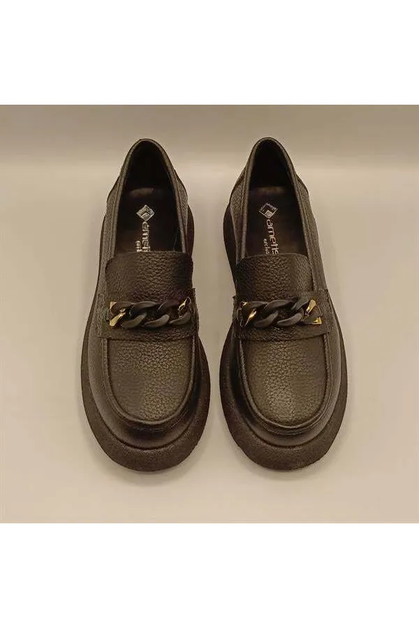 Anatolia Siyah Deri Kadın Günlük Ayakkabı