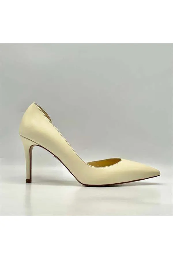 Nadin 100% Genuine Leather Beige Stiletto – Neolite Sole, Low-Cut Design