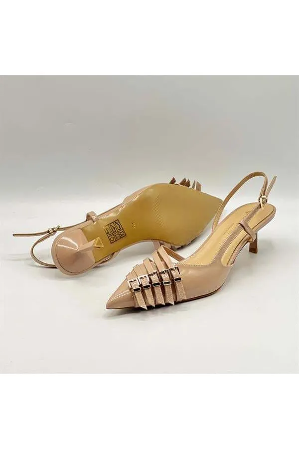 Chaussures à talons hauts Sedare en cuir véritable nude avec boucle