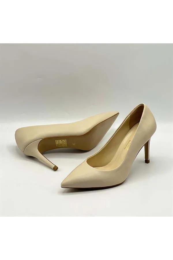 Nadia 100% Genuine Leather Beige Stiletto – 9 cm Heel