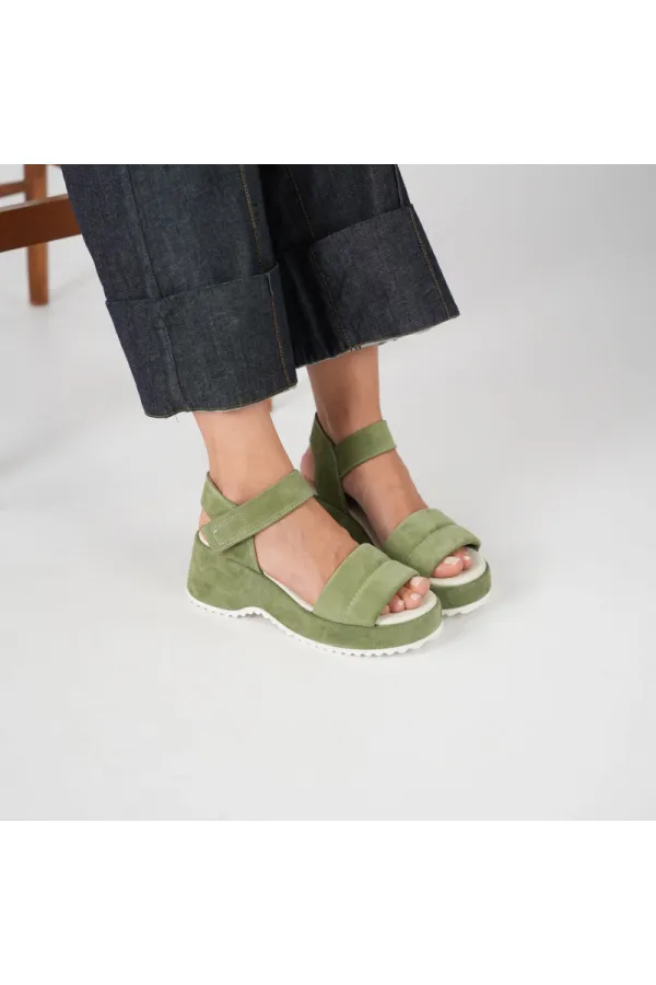 Hera Green Suede Platform Sandals