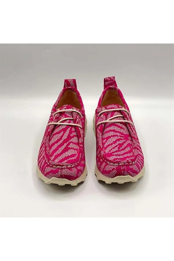 Monica Fuchsia-White Patterned Suede Women's Loafer – Genuine Leather & 3 cm Thermolight Sole