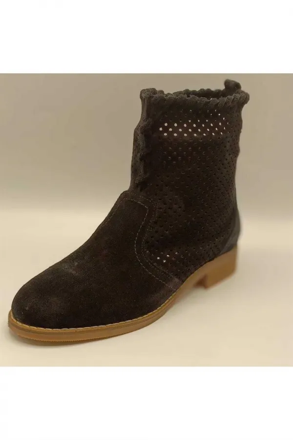 Bottes d'été en daim noir cloutées pour femmes